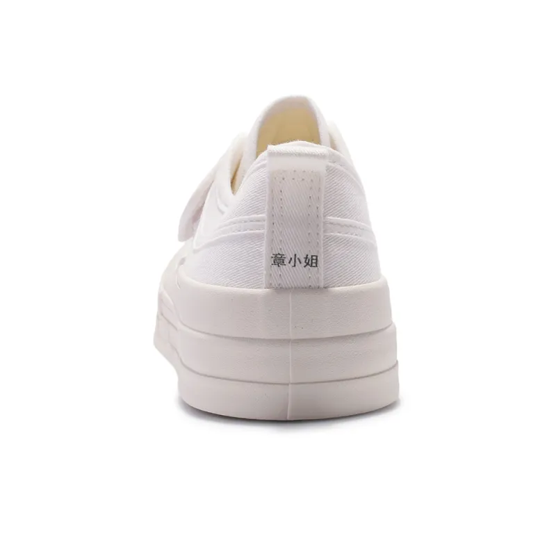 SNXR Anti Slip And Wear Resistant Height Increasing Cushioning Low Top Canvas Shoes Women's White Red-6