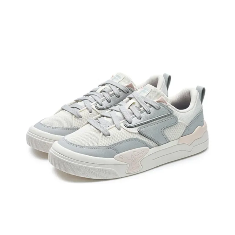 FILA FUSION Nollie Anti Slip Wear Resistant Low Top Skateboard Shoes Women's White Gray-3