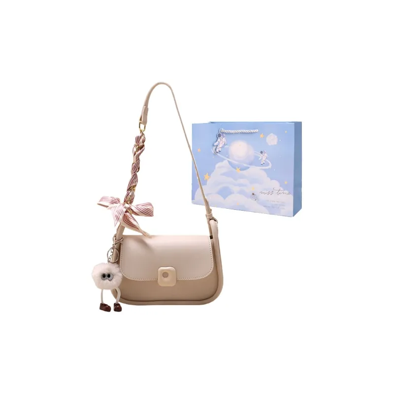 Duoluplo Doron Paul PU Shoulder Bag Regular Women's Black With Charm/Khaki With Charm/White With Charm-7