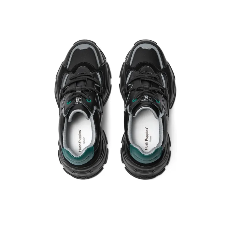 Hush Puppies Height Increasing Low-Top Chunky Sneakers Women's Black-3