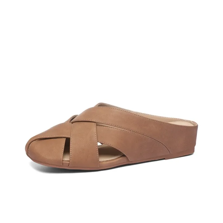 Golden Silk Rabbit Wrap toe Slippers Women's-9