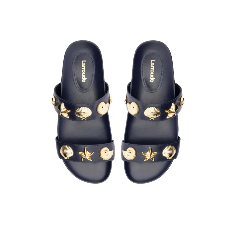 Larroude Slide Slippers Women's Marine Blue-3