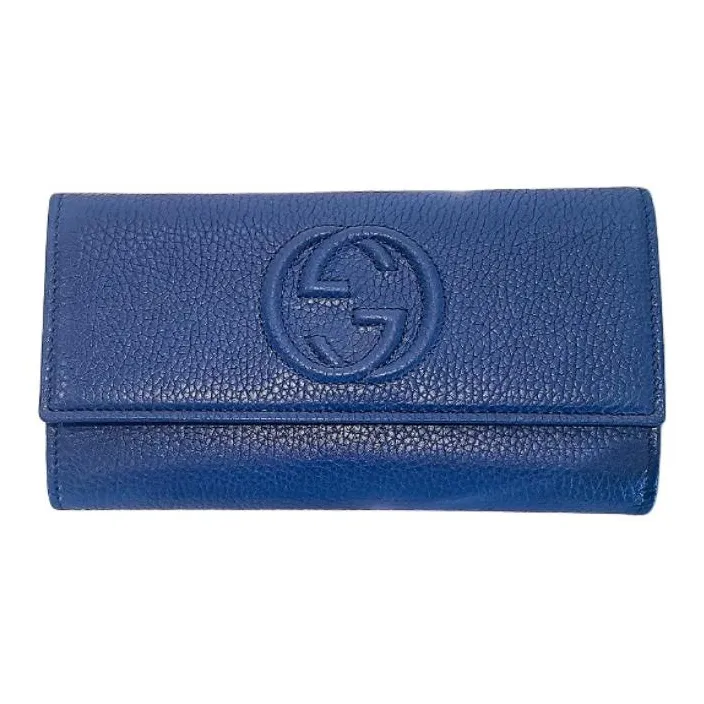 GUCCI Soho Cow Leather Wallet Women's Blue-0