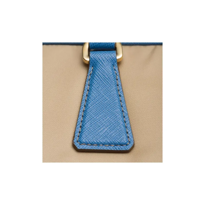 PRADA Re Edition Nylon With Leather Shoulder Bag, Crossbody Bag, Handbag Medium Size Women's Camel & Blue-4
