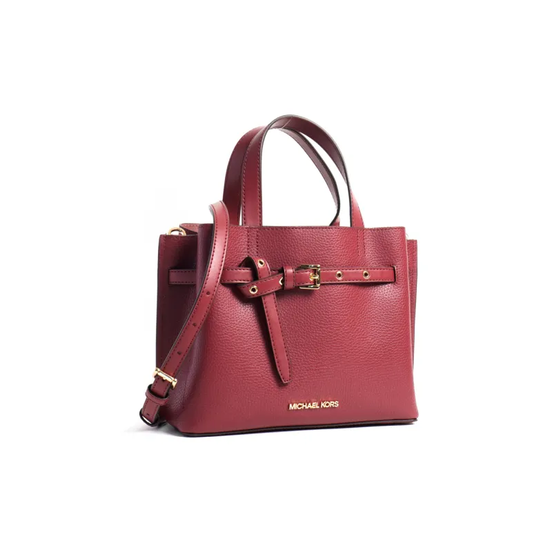 MICHAEL KORS Emilia Litchi Grain Leather Handbag, Shoulder Bag, Crossbody Bag Trumpets Women's Black Cherry-2