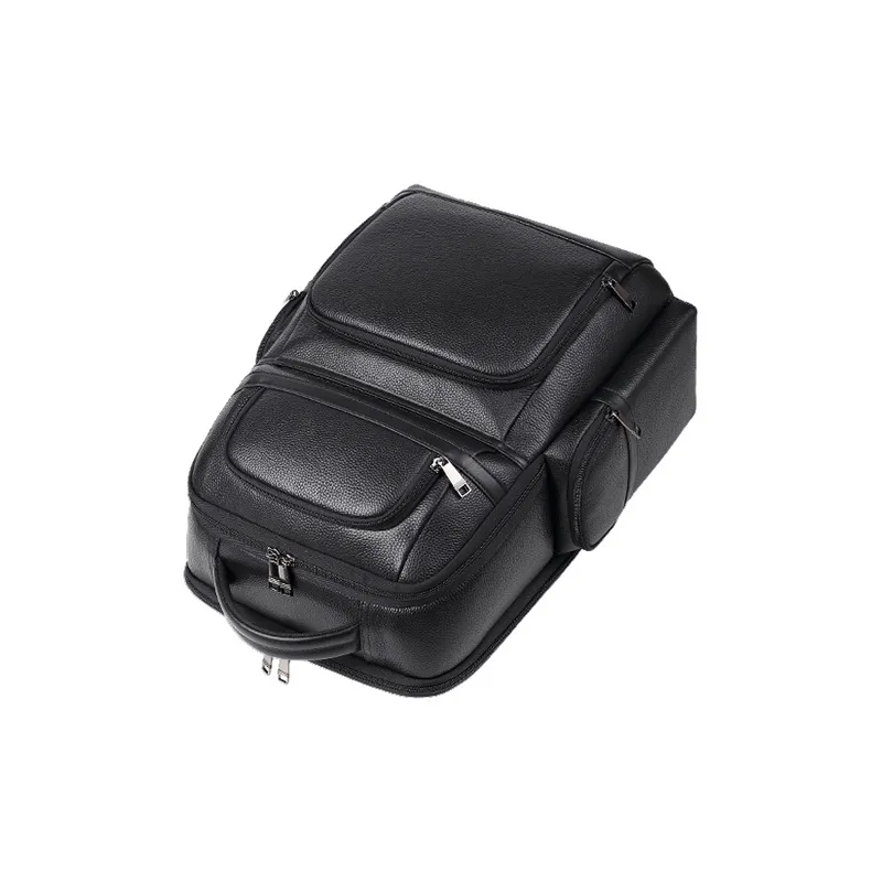 PULUWIRR Cow Leather Backpack Regular Unisex Black-3