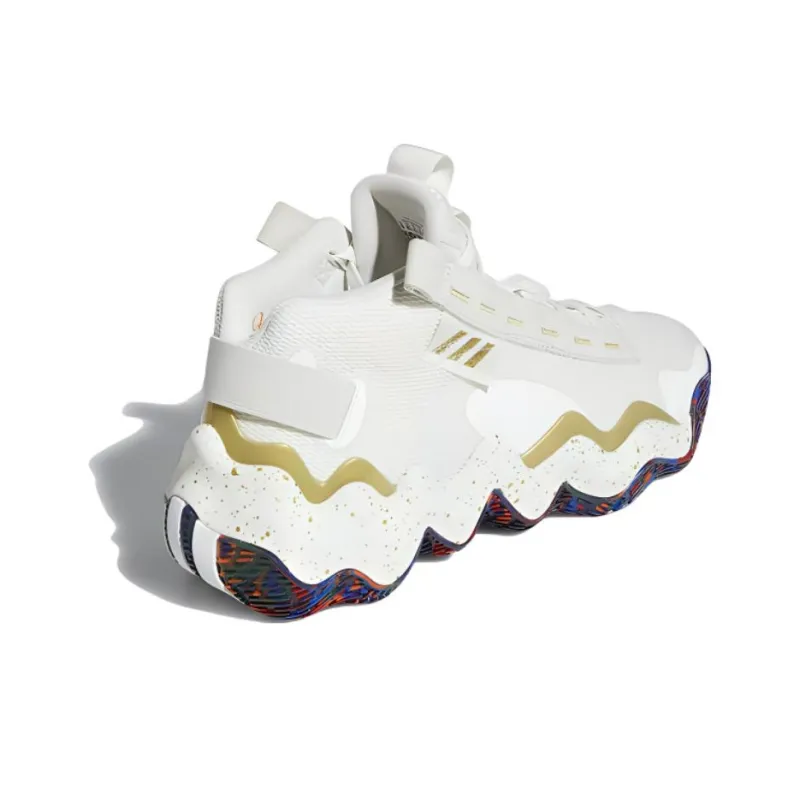 Adidas Exhibit B Mid Anti Slip Wear Resistant Mid Top Basketball Shoes Women's White Gold-3