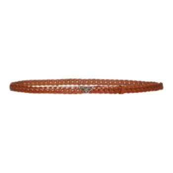 PRADA Logo Plaque Braided Belt