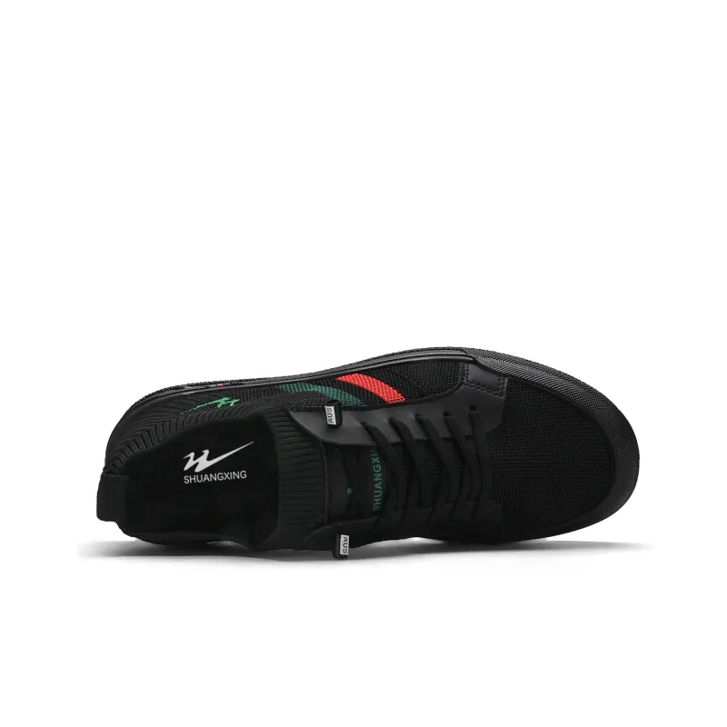 Binary Slip Resistant Cushioning Abrasion Resistant Lightweight Breathable Low Top Skateboard Shoes Men's Black-3