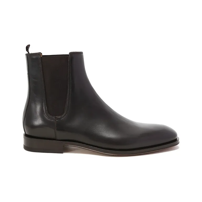 FERRAGAMO FALCO Short Chelsea Boots Men's Dark Coffee-2