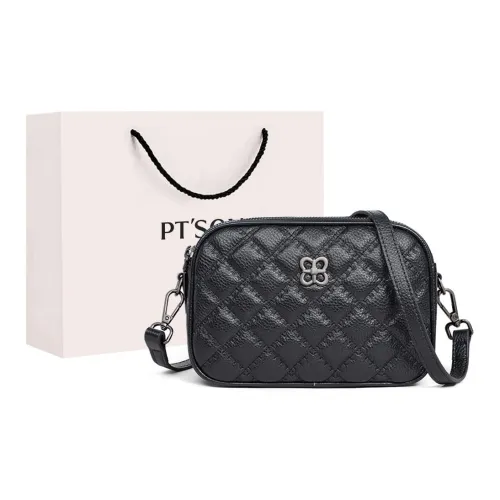PT'SON Cow Leather With Synthetic Leather Shoulder Bag Regular Women's Black/Ecru