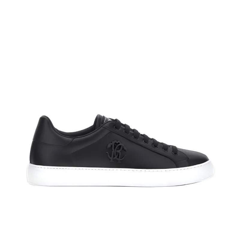 Roberto Cavalli Mirror Snake-embellished Leather Sneakers-1
