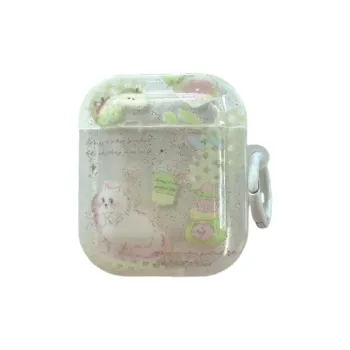 Icona Suitable For Apple Airpods 1st Generation/2nd Generation/3rd Generation TPU Green Kitten Headphone Cases