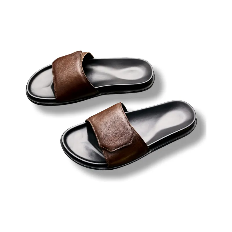 Brounvanm Slide Slippers Men's Coffee-4