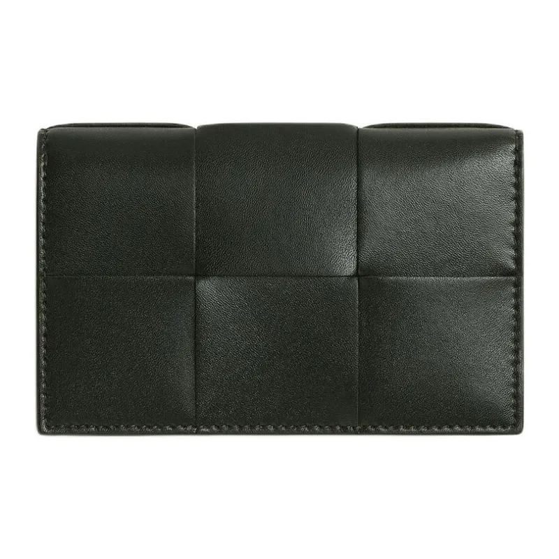 Bottega Veneta CASSETTE Cow Leather Card Holder Men's Dark Green & Agate Gray-1