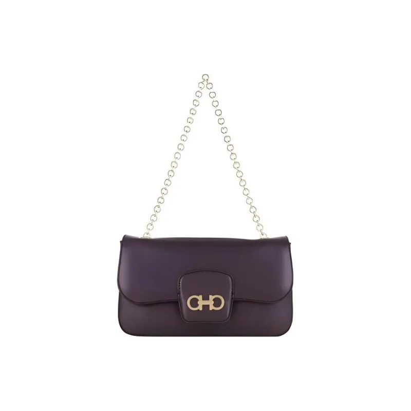 FERRAGAMO Genuine Leather Portable Crossbody Bag, Shoulder Bag Women's Purple-1