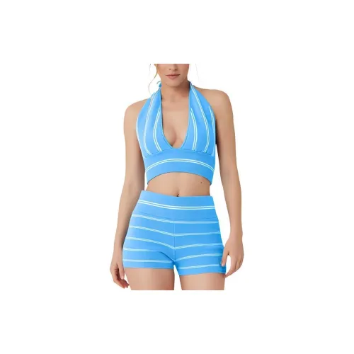 Alo Yoga Tank Tops Women's Sky Blue/White/Azure Blue/White