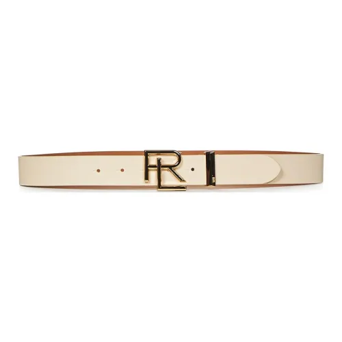 Polo Ralph Lauren Solid Color Design Leather Belts Women's Beige Width: 3.2CM