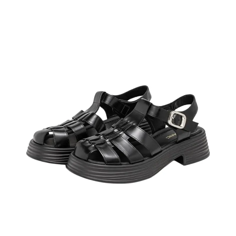 AOKANG Roman Sandals 5.2cm Women's Black-2