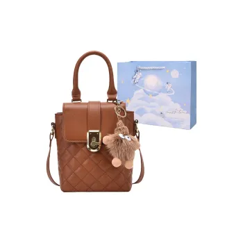 Duoluplo Doron Paul Pu Small Square Bag Shoulder Bag Crossbody Bag Handbag Small Size Women's Brown Khaki Black Coffee