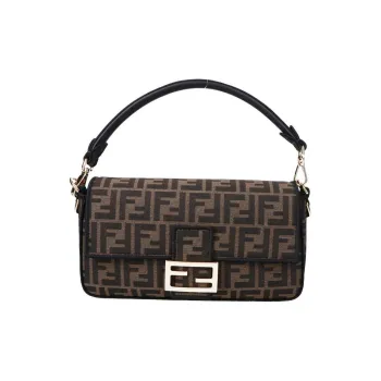 FENDI Baguette Fabric Baguette Bag Handbag Shoulder Bag Crossbody Bag Medium Size Women's Brown