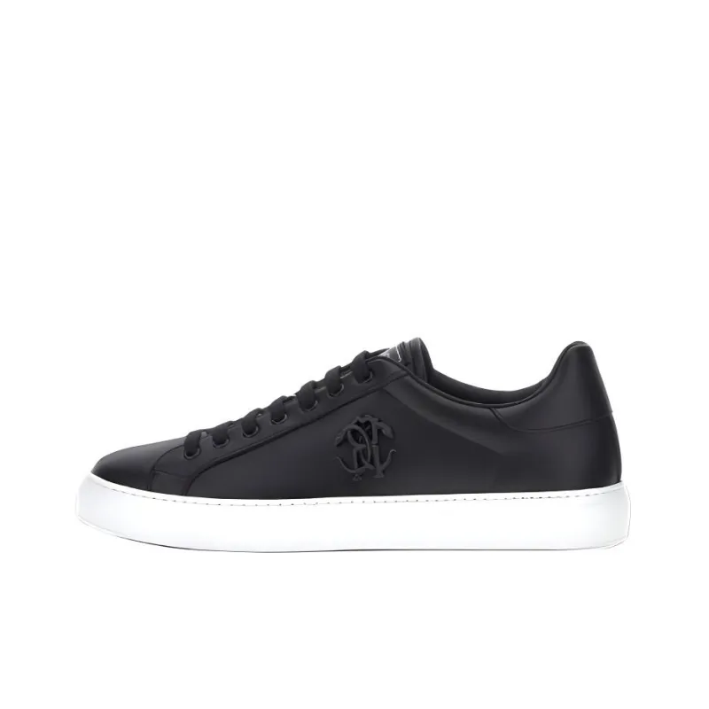 Roberto Cavalli Mirror Snake-embellished Leather Sneakers-0