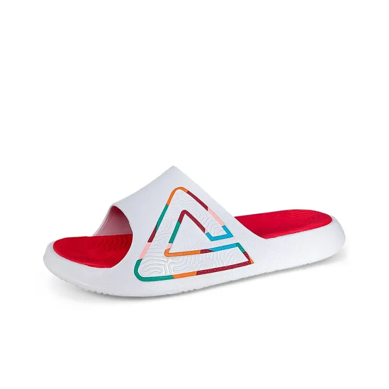 PEAK Slide Slippers Women's All White Red-2