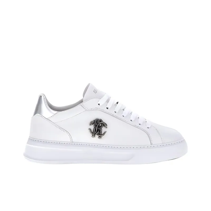 Roberto Cavalli Monogram RC Low-Top Skateboard Shoes Men's White-1