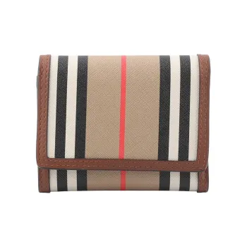 Burberry Coated Canvas With Leather Wallet Women's Tan