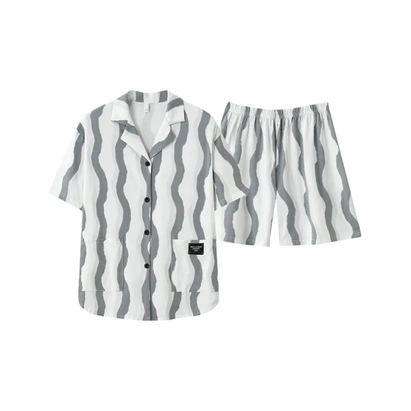 MIIOW Pajama Set Women's Black White Stripes-0