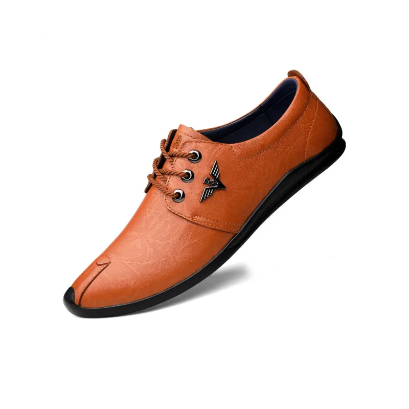 LAORENTOU Dress Shoes Men Low Top Light Brown/Dark Brown-5