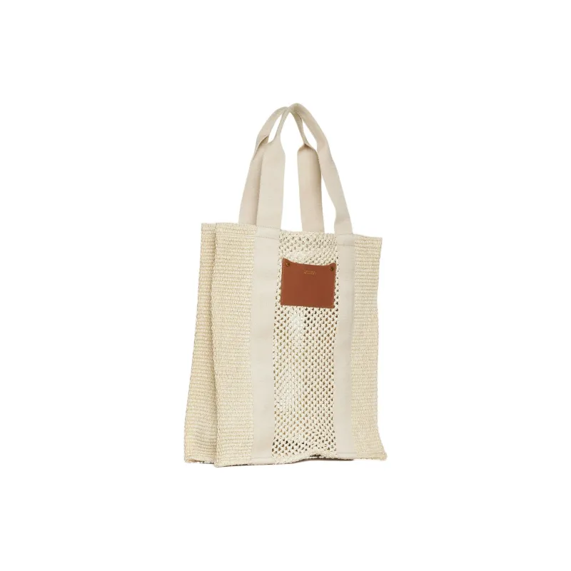 ISABEL MARANT Striped Woven Top Handle Bag-1