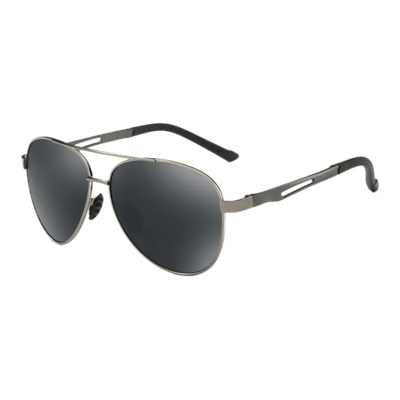 Thunder Pailong Alloy Aviator Sunglasses Unisex Black/Gray/Gold-1