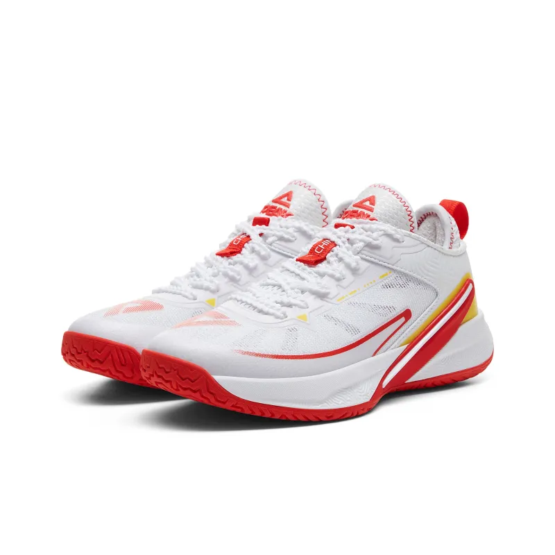 PEAK Cushioning Abrasion Resistant Breathable Slip Resistant Low Top Training Shoes Women's Large White Pick Red-2