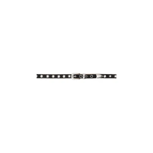 OUR LEGACY Floral Eyelet Design Leather Belts Men's Black Width: 2CM