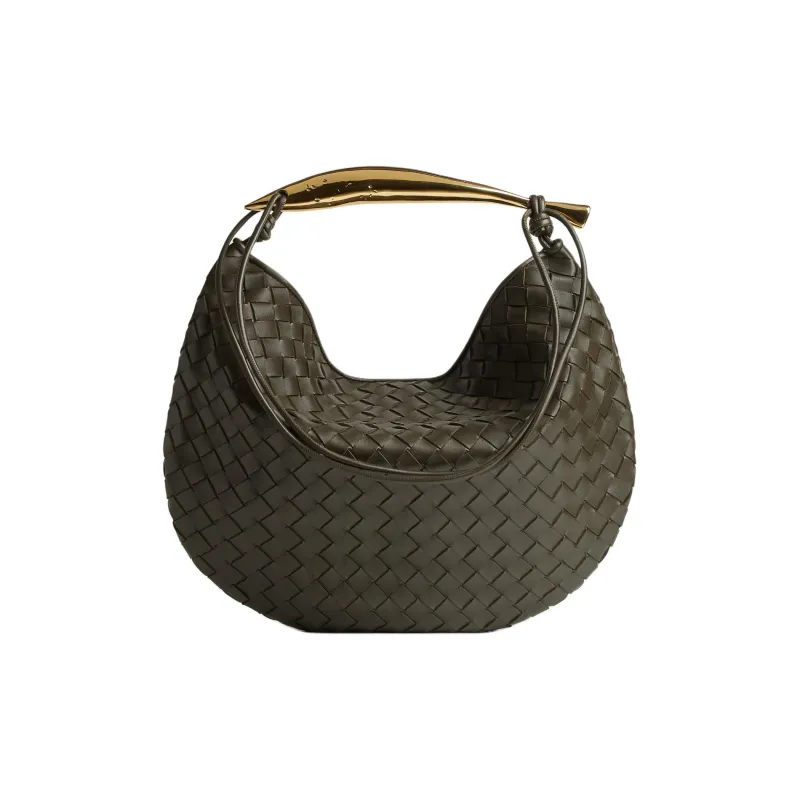 Bottega Veneta SARDINEIntrecciato Lambskin Handbag Shoulder Bag Medium Size Women's Dark Green-2