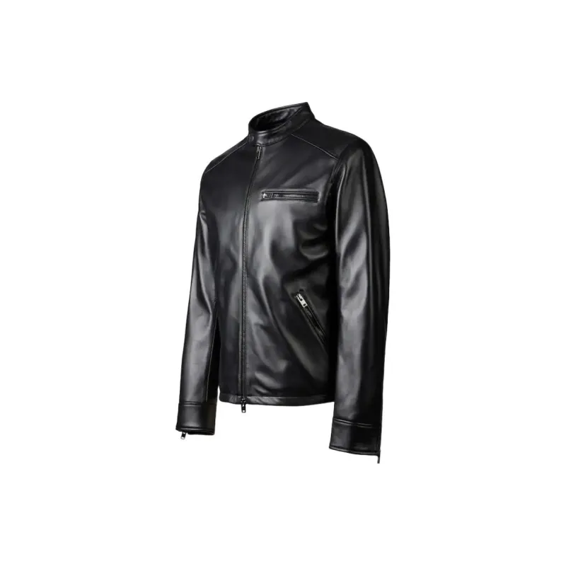 HOGAN Zip Up Leather Biker Jacket-2
