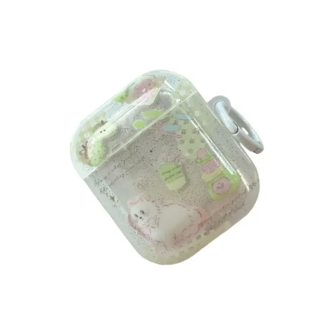 Icona Suitable For Apple Airpods 1st Generation/2nd Generation/3rd Generation TPU Green Kitten Headphone Cases-1