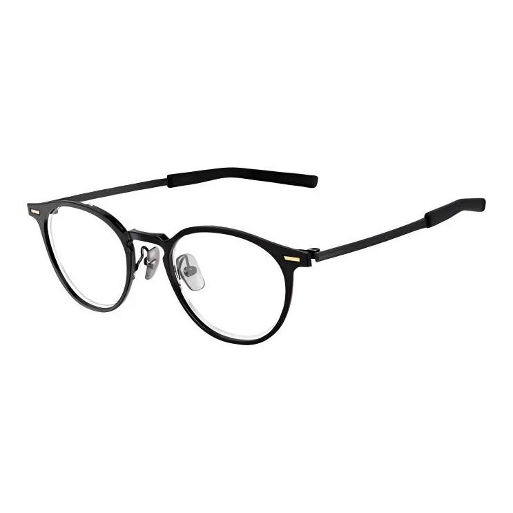 Four Nines Plate Frame Pure Titanium Round Eyeglass Frames Unisex Black-0