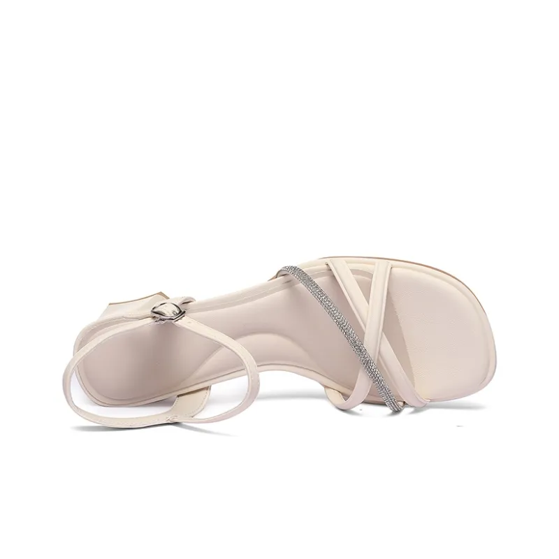 Golden Silk Rabbit Strap Sandals 5cm Women's-9