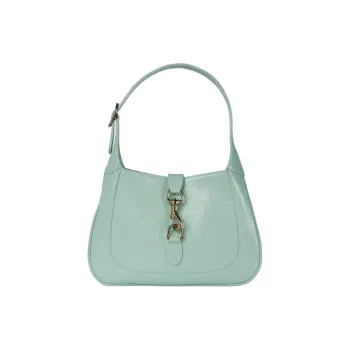 GUCCI Jackie 1961 Patent Leather Handbag, Shoulder Bag Women's Light Green