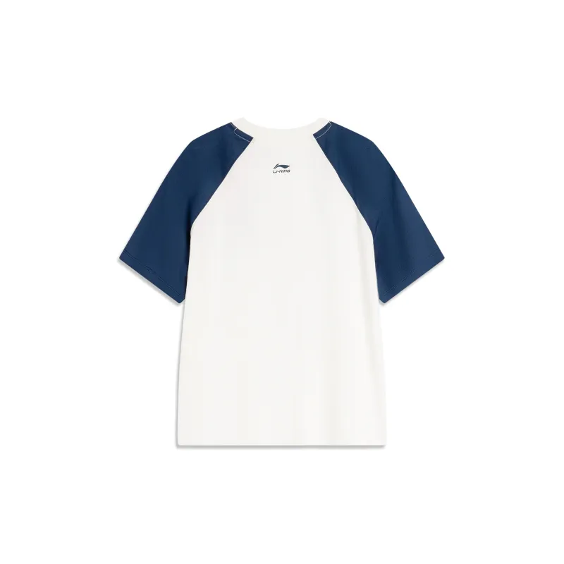 LiNing x DISHINIGUAISHOUDAXUELIANMING Sports Life Collection T Shirt Women's Ivory/Dark Simple Blue-1