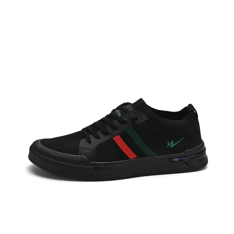 Binary Slip Resistant Cushioning Abrasion Resistant Lightweight Breathable Low Top Skateboard Shoes Men's Black-1
