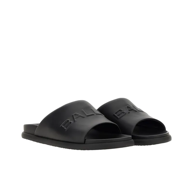 BALLY Logo-embossed Leather Slides-3