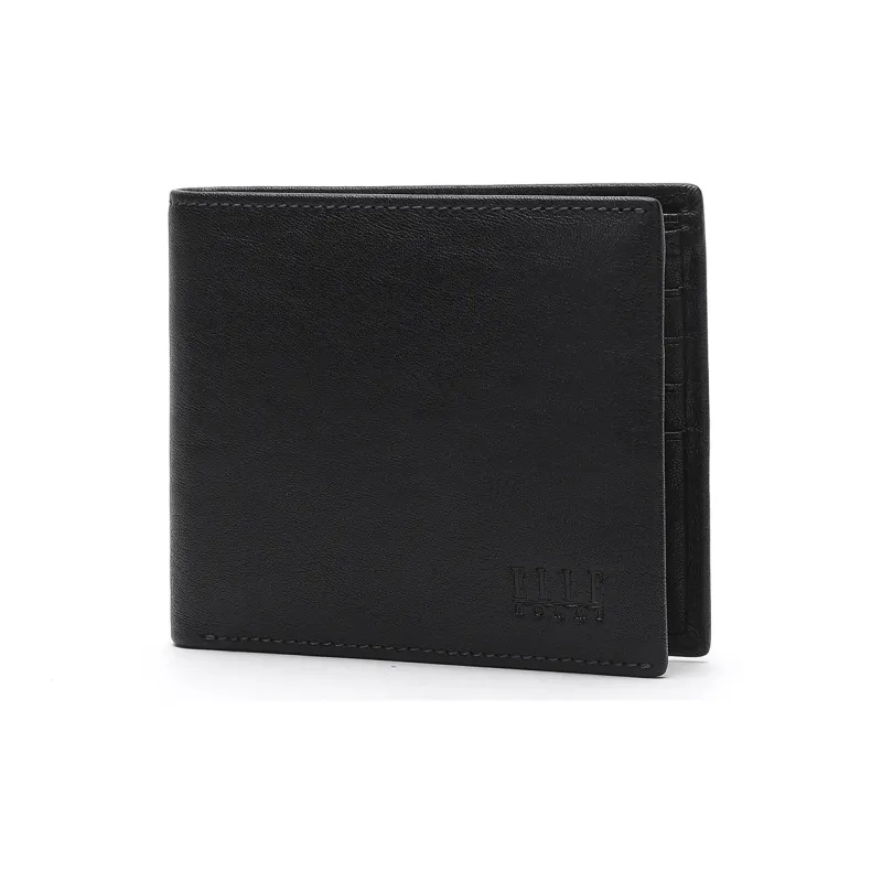 ELLE HOMME Top Grain Cow Leather Money Clip Ticket Clip Small Size Men's Black Coffee-1