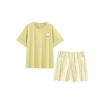 White Ran Pajama Set Women's Fruit Green