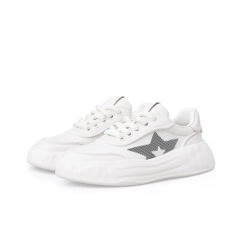 BOSSSUNWEN Whirlwind Ice Cream Cushioning Lightweight Low Top Skateboard Shoes Men's White-1