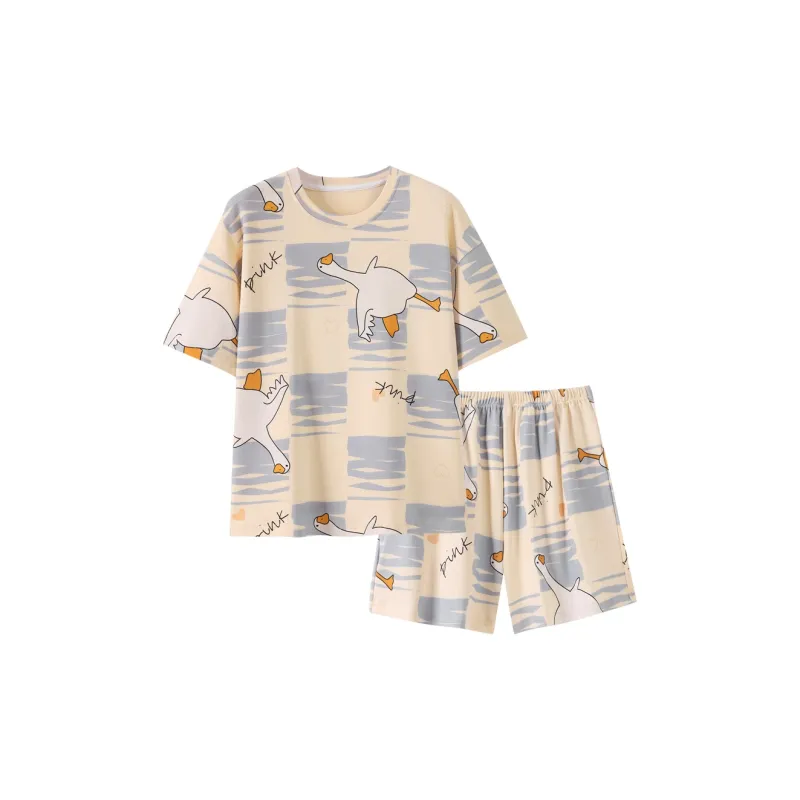 The Story Of The Flower Season Pajama Set Women's Apricot Blue-0