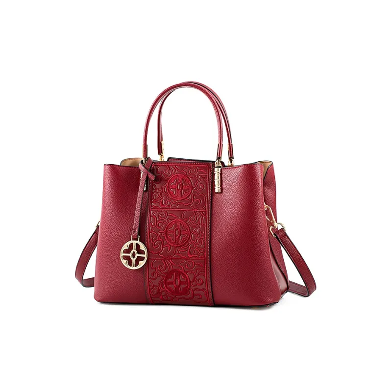 Vigno Synthetic Leather Handbag Crossbody Bag Regular Women's Apricot/Red-1