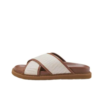 MOSCHINO Logo-print Leather Slides